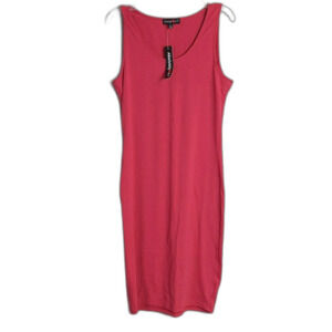 Absolutely Love It Red Solid Fitted Stretch Dress Sleeveless L NWT